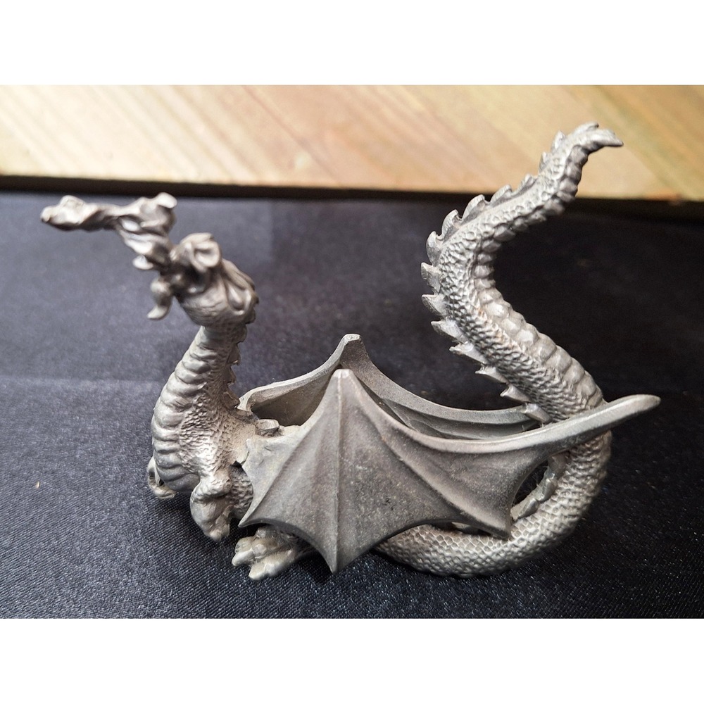 Vintage Rawcliffe Pewter Dragon Sculpture Figurine signed by P Davis 1981 #626